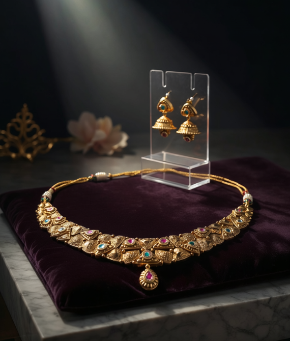 Gold-Plated Choker Necklace Set